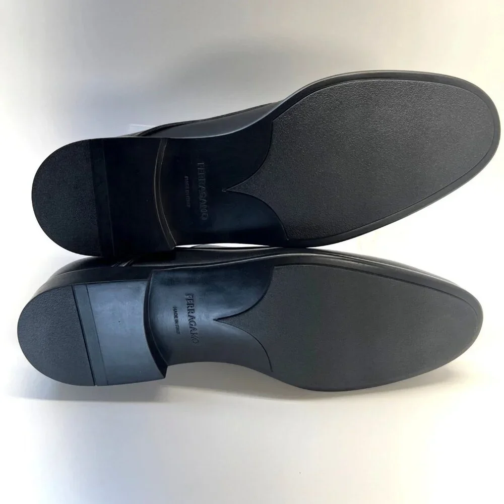 Salvatore Ferragamo Fosco Shoes Men Black Leather Shoes Size 9